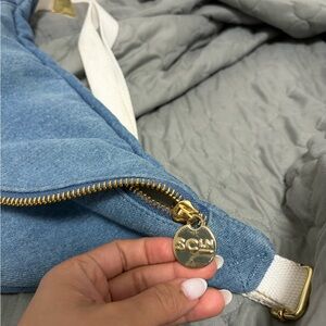 Stoney Clover Lane Blue Crossbody Bag with Gold Accents